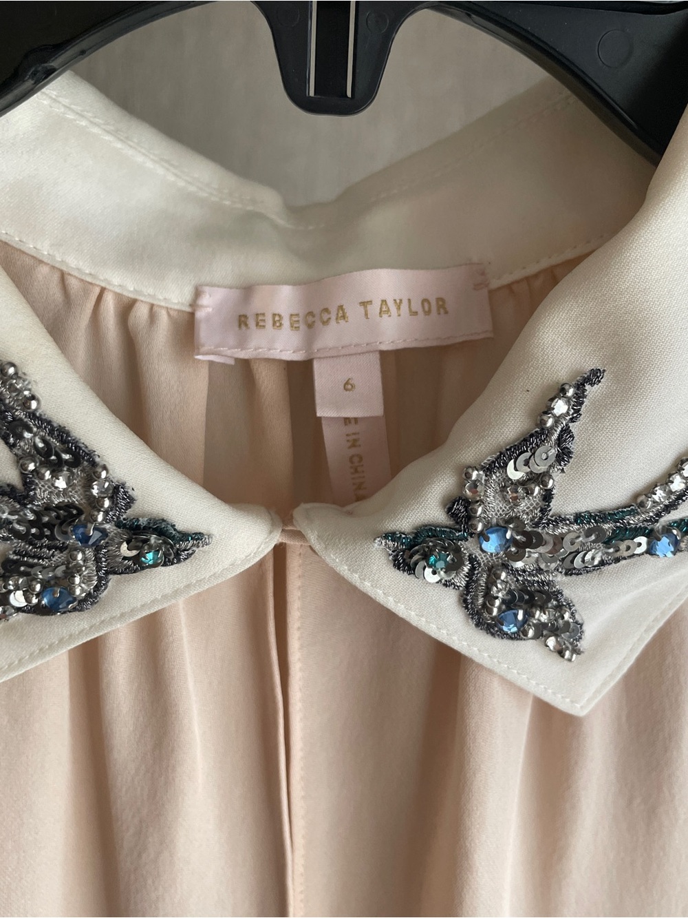 Celebrity- and TV-Worn Rebecca Taylor Beaded-Collar Sleeveless Blush Blouse - Picture 8 of 16